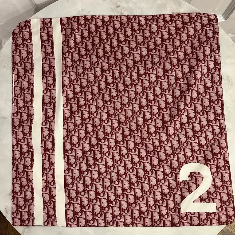 Dior Trotter 2 burgundy and white square scarf